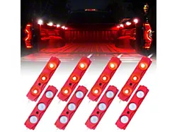 8-LED Rock Light Pod Truck Bed Lighting Kit; Red (Universal; Some Adaptation May Be Required)