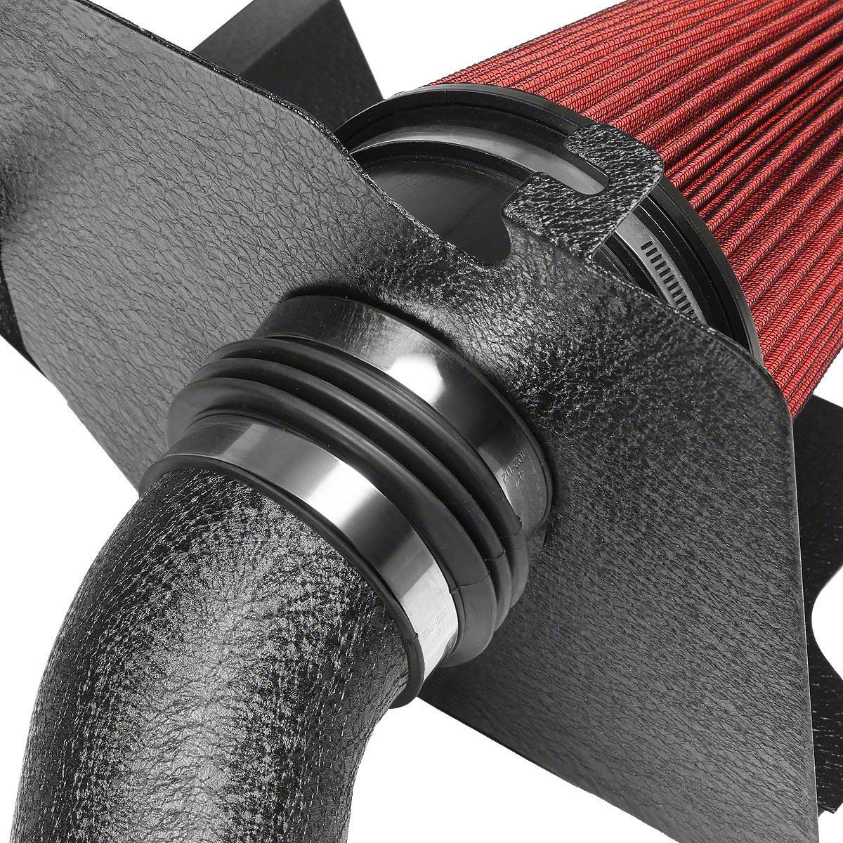 thumbnail image 2 of 4 Inch Textured Red Cold Air Intake Pipe With Heat Shield For 99-06 GMC Sierra 1500/2500/3500 2 of 3