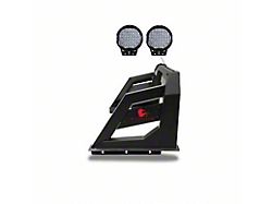 Armour Roll Bar with 9-Inch Black Round LED Lights; Black (01-25 Silverado 2500 HD)