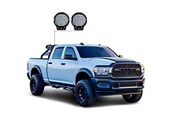 Atlas Roll Bar with 9-Inch Black Round LED Lights; Black (01-25 Silverado 2500 HD)