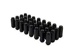 Black Bulge Acorn Lug Nut Kit; 14mm x 1.5; Set of 32 (07-25 Silverado 2500 HD)