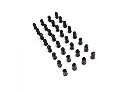 Black Bulge Acorn Lug Nut Kit; 14mm x 1.5; Set of 32 (07-24 Silverado 2500 HD)