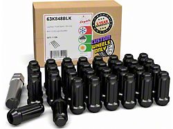Black Chrome 6-Spline Lug Nut Kit; 14mm x 1.5; Set of 32 (07-26 Silverado 2500 HD)