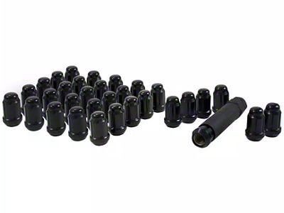 Black Closed End Spline Lug Nuts; M14 x 1.5; Set of 32 (07-24 Silverado 2500 HD)