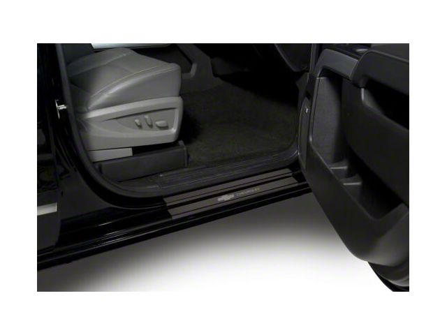 Putco Black Platinum Door Sills with Chevrolet Logo (15-19 Silverado 2500 HD Regular Cab)