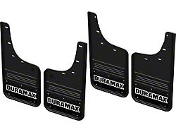 Black Wrap No-Drill Mud Flaps with Duramax Logo; Front and Rear (20-25 Silverado 2500 HD)