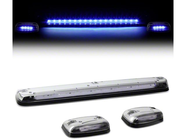 Blue LED Roof Cab Lights; Chrome (07-13 Silverado 2500 HD)