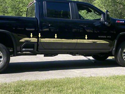 Body Side Molding Accent Trim; Stainless Steel (20-24 Silverado 2500 HD Crew Cab)