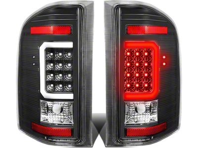 C-Bar LED Tail Lights; Black Housing; Clear Lens (07-14 Silverado 2500 HD)