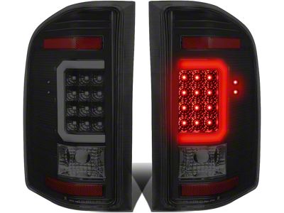 C-Bar LED Tail Lights; Black Housing; Smoked Lens (07-14 Silverado 2500 HD)