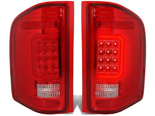 C-Bar LED Tail Lights; Chrome Housing; Red Lens (07-14 Silverado 2500 HD)