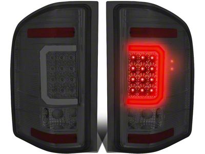 C-Bar LED Tail Lights; Chrome Housing; Smoked Lens (07-14 Silverado 2500 HD)
