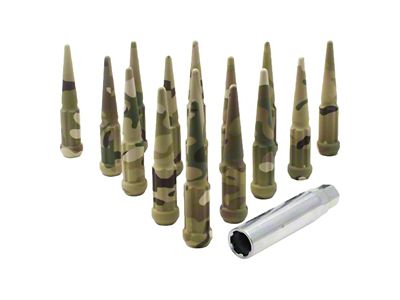 Camo Spike Lug Nut Kit; 14mm x 1.5; Set of 32 (07-25 Silverado 2500 HD)