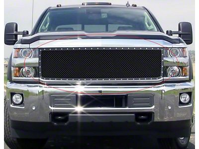 Carbon Steel Rivet Upper Replacement Grille; Black (15-19 Silverado 2500 HD)