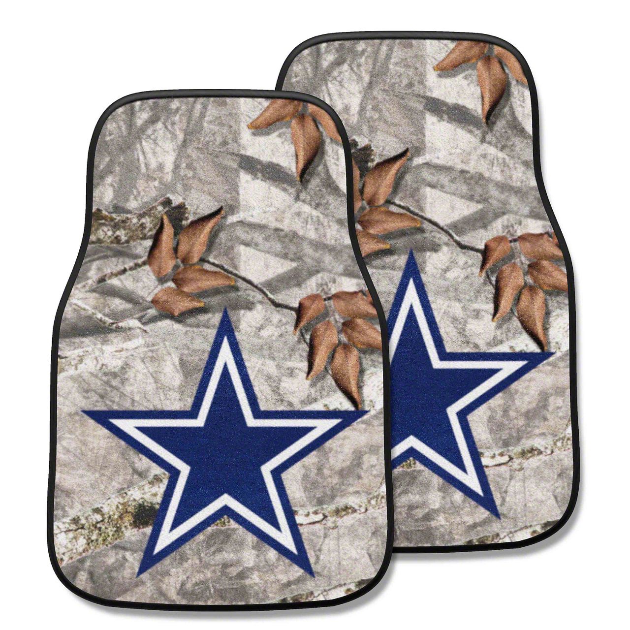 Silverado 2500 Carpet Front Floor Mats with Dallas Cowboys Logo; Camo