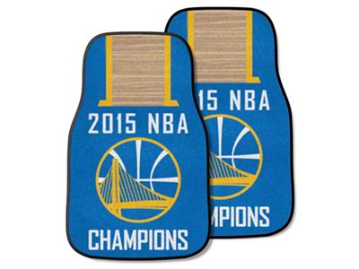 Carpet Front Floor Mats with Golden State Warriors 2015 NBA Champions Logo; Blue (Universal; Some Adaptation May Be Required)