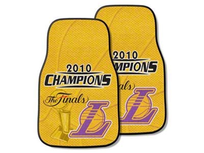 Carpet Front Floor Mats with Los Angeles Lakers 2010 NBA Champions Logo; Yellow (Universal; Some Adaptation May Be Required)
