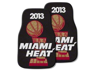 Carpet Front Floor Mats with Miami Heat 2013 NBA Champions Logo; Black (Universal; Some Adaptation May Be Required)