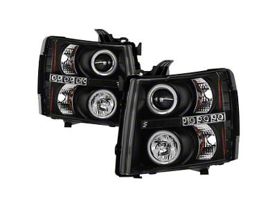 CCFL Halo Projector Headlights; Black Housing; Clear Lens (07-14 Silverado 2500 HD)
