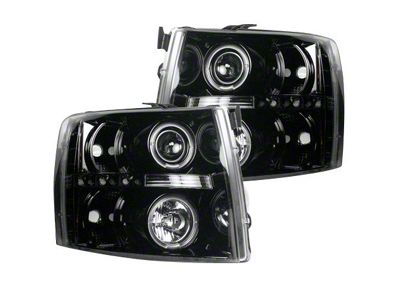 CCFL Halo Projector Headlights; Black Housing; Smoked Lens (07-14 Silverado 2500 HD)