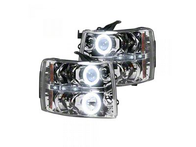 CCFL Halo Projector Headlights; Chrome Housing; Clear Lens (07-14 Silverado 2500 HD)