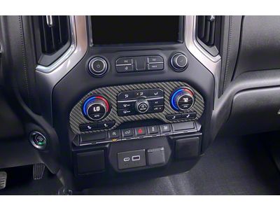 Center Dash Climate Control Accent Trim; Domed Carbon Fiber (20-25 Silverado 2500 HD)