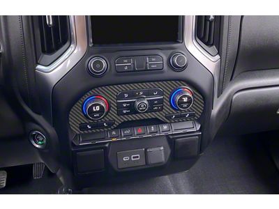 Center Dash Climate Control Accent Trim; Raw Carbon Fiber (20-25 Silverado 2500 HD)
