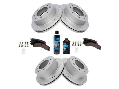 Ceramic Performance 8-Lug Brake Rotor, Pad, Brake Fluid and Cleaner Kit; Front and Rear (12-19 Silverado 2500 HD)