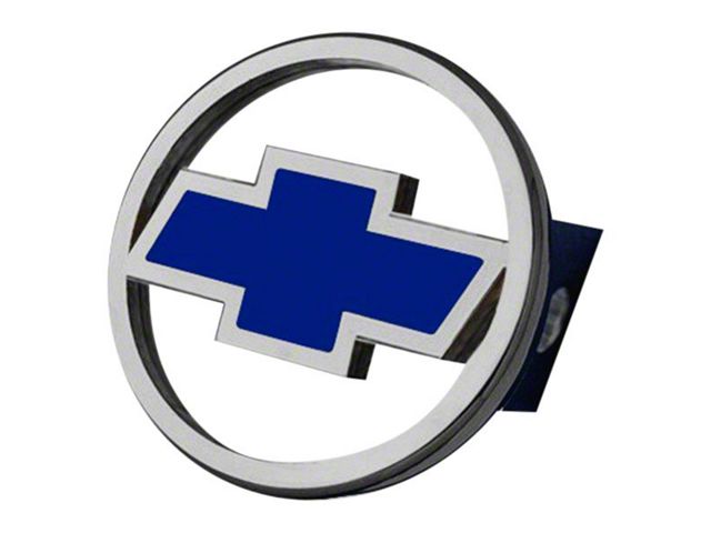 Chevrolet Hitch Cover; Chrome/Blue Fill (Universal; Some Adaptation May Be Required)