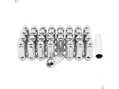 Chrome 6-Spline Lug Nut Kit; 14mm x 1.5; Set of 32 (07-24 Silverado 2500 HD)