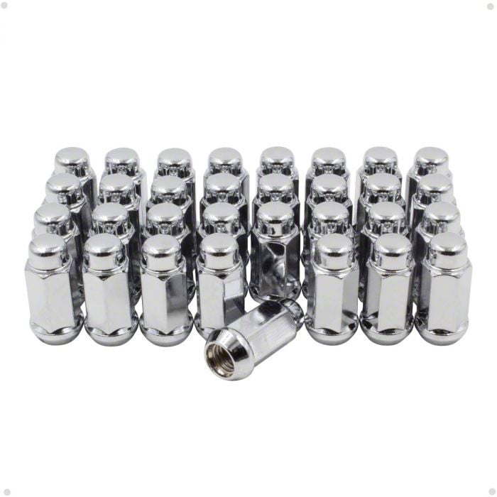 Silverado 2500 Chrome Bulge Acorn Lug Nut Kit; 14mm x 1.5; Set of 32