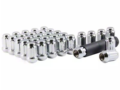 Chrome Closed End Spline Lug Nuts; M14 x 1.5; Set of 32 (07-25 Silverado 2500 HD)