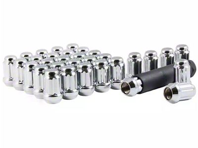 Chrome Closed End Spline Lug Nuts; M14 x 1.5; Set of 32 (07-24 Silverado 2500 HD)