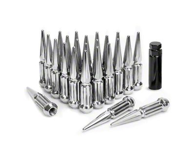 Chrome Extended Spiked Lug Nuts; M14x1.5; Set of 32 (07-25 Silverado 2500 HD)