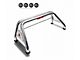Classic Roll Bar with 5.30-Inch Black Round Flood LED Lights; Stainless Steel (07-24 Silverado 2500 HD)