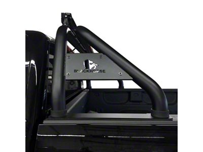 Classic Roll Bar with 5.30-Inch Black Round Flood LED Lights; Black (07-25 Silverado 2500 HD)