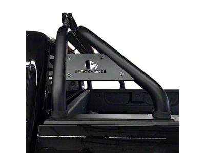 Classic Roll Bar with 5.30-Inch Black Round Flood LED Lights; Black (07-24 Silverado 2500 HD)