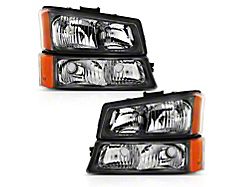 Crystal Headlights; Black Housing; Clear Lens (03-06 Silverado 2500 HD)