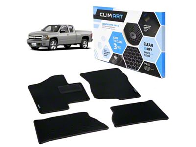 Custom Fit Front and Rear Floor Liners; Black (07-14 Silverado 2500 HD Extended Cab)