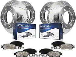 Drilled and Slotted 8-Lug Brake Rotor and Pad Kit; Front and Rear (07-10 Silverado 2500 HD)