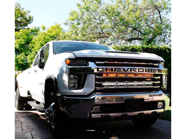 Dual 40-Inch Amber LED Light Bars with Grille Mounting Brackets (20-24 Silverado 2500 HD)