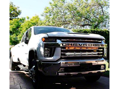 Dual 40-Inch Amber LED Light Bars with Grille Mounting Brackets (20-24 Silverado 2500 HD)
