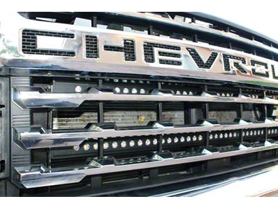 Dual 40-Inch Amber and White LED Light Bars with Grille Mounting Brackets (20-24 Silverado 2500 HD)