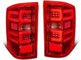Dual C-Bar LED Tail Lights; Chrome Housing; Red Lens (15-19 Silverado 2500 HD w/ Factory Halogen Tail Lights)