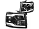Dual LED DRL Projector Headlights with Clear Corner Lights; Black Housing; Clear Lens (07-14 Silverado 2500 HD)