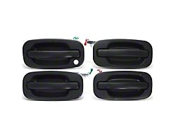 Exterior Door Handle Kit with Keyhole Opening; Metal Handle; Textured Black (01-06 Silverado 2500 HD Crew Cab)