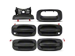 Exterior Door Handles with Tailgate Handle; Textured Black (01-06 Silverado 2500 HD Crew Cab)