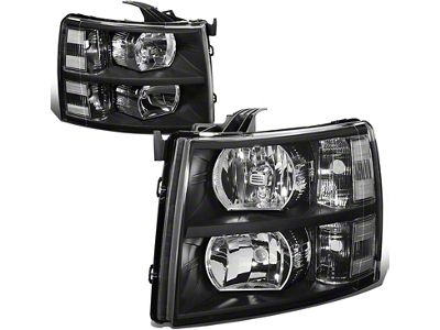 Factory Style Headlights with Clear Lens; Black Housing; Clear Lens (07-14 Silverado 2500 HD)