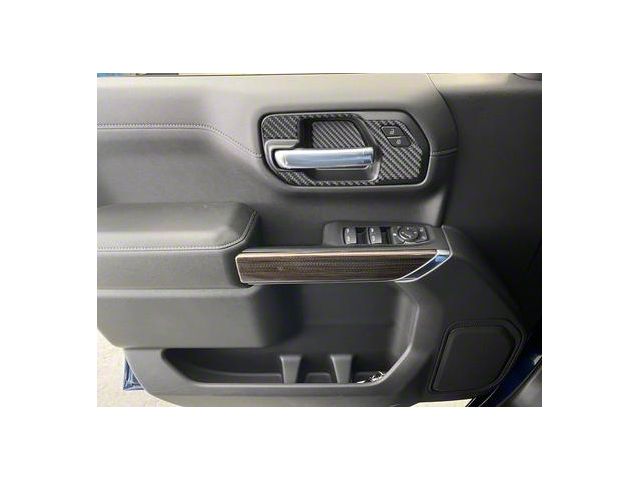 Front Door Handle Surround Accent Trim; Domed Carbon Fiber (20-24 Silverado 2500 HD)