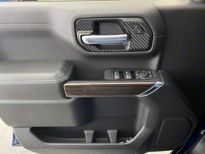 Front Door Handle Surround Accent Trim; Domed Matte Carbon Fiber (20-24 Silverado 2500 HD)